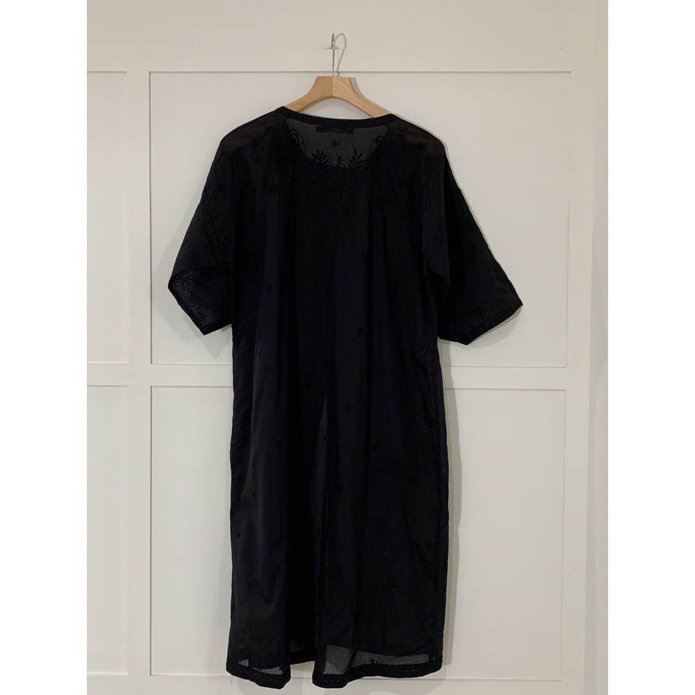 Gudrun Sjoden Long Jacket Cardigan Sz S Embroidered Lagenlook 100% Organic Cotto